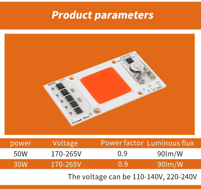 

LED cob full sepctrum plant grow chip High Power bead Lamp Module 650nm Diode AC 220V Long Life High Light Efficiency