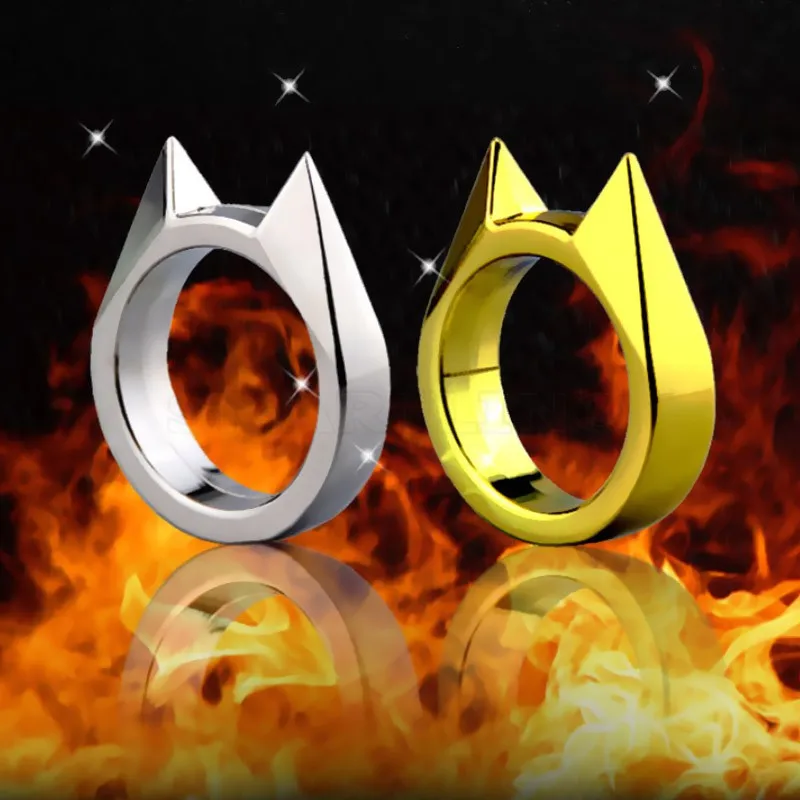 Панк Мужчины Женщины Cool Cat Ear самообороны палец кольцо подвеска брелок