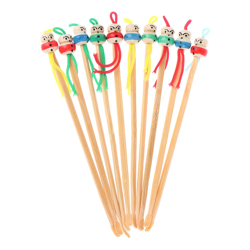 5/10pcs Cartoons Cute Mini Doll Ear Picks Wood Bamboo Ear Picks Wax Remover Cleaner Ear Care Tool Random Color Hot Selling