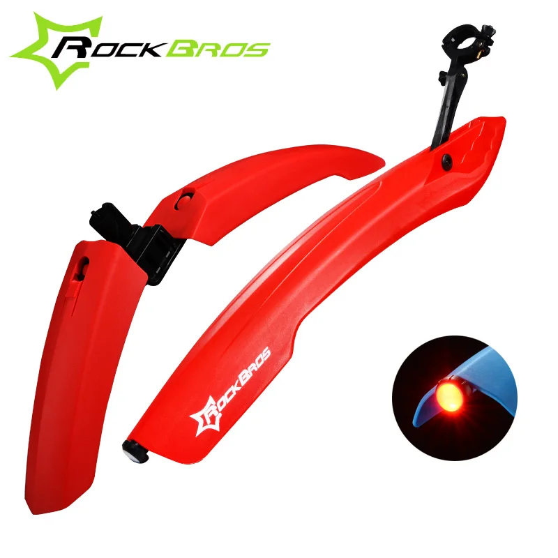ROCKBROS крыло для горного велосипеда MTB Велосипедное крыло с задним светильник СВЕТОДИОДНЫЙ дорожный велосипед велосипедное крыло наружные велосипедные аксессуары - Цвет: Red With LED