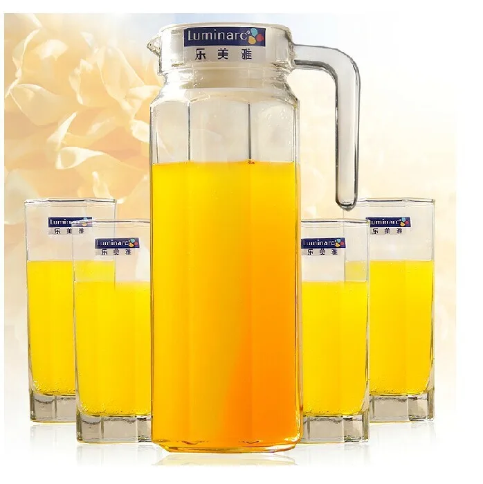 Manufacturers Direct Selling Customizable Promotional Gift Logo Trademark Design Printing 4+ 1 Cold Water Pot Glass Tea Set