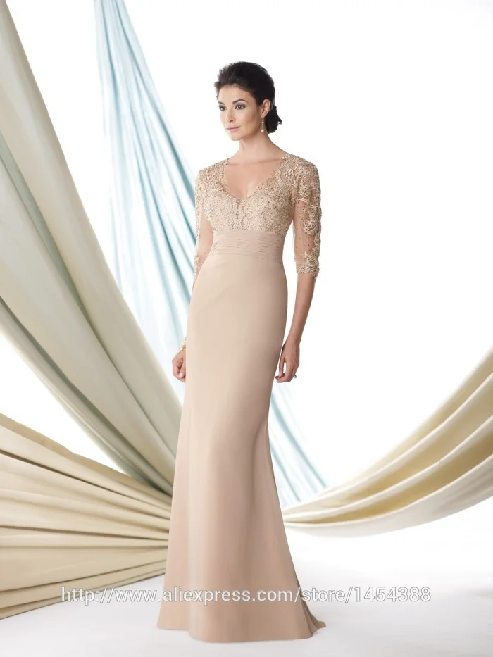 Vestidos Formales farsali, длина до пола, расшитое бисером, элегантное платье русалки цвета шампанского, vestidos de novia, кружевное, платья для матери невесты