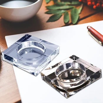 

Modern Home/Office Art Deco Portable Square Crystal Ashtray Transparent.Model 10 cm