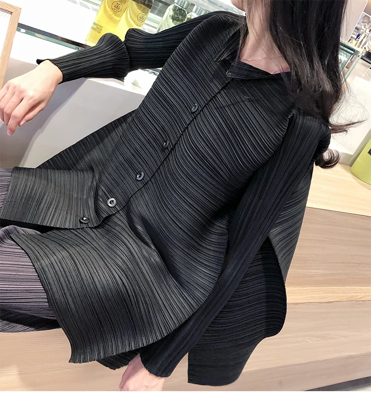 Miyake плиссированная рубашка Женский Ранняя осень кардиган мода дикая короткая куртка Женское пальто