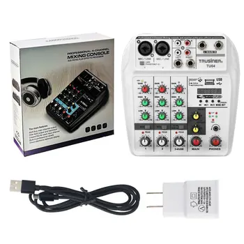 

Sound card 4-channel mixer for home stage USB mini mixer Four way small tuning Gain mid bass reverberation