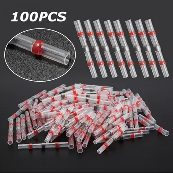 

100Pcs Solder Seal Wire Connector Heat Shrink Sleeve Waterproof Butt Electrical Wire Terminals Marine Insulated Butt Splices