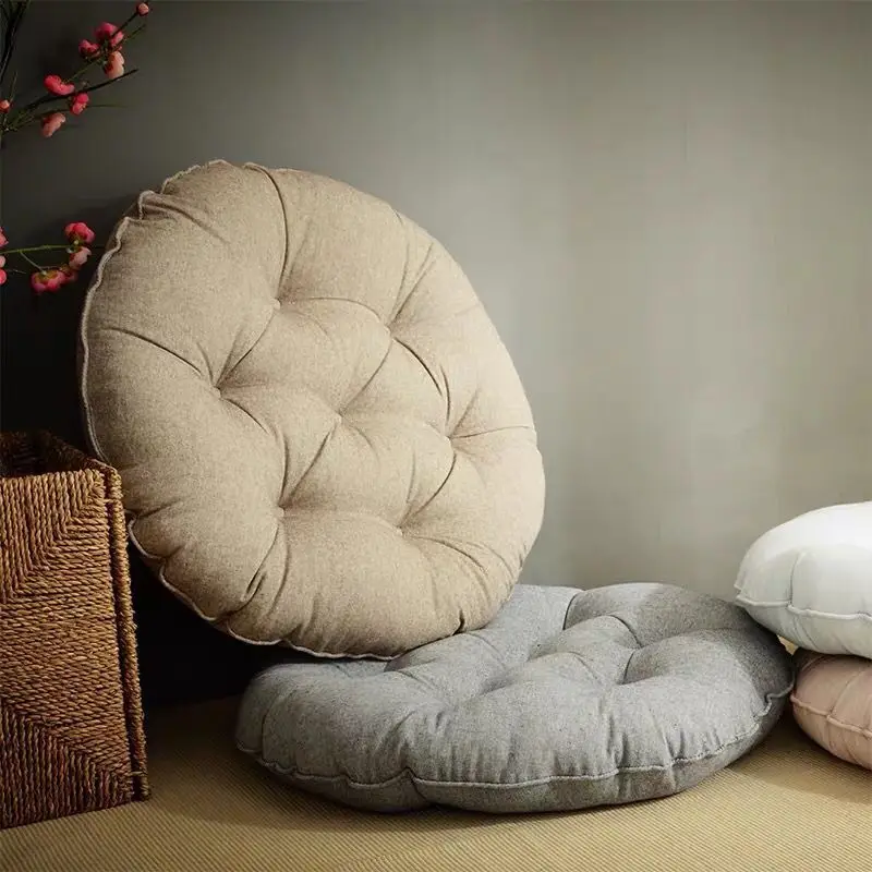Cotton Linen Anti-wear Seat Cushion Pad Thickened Floor Tatami Yoga Round 