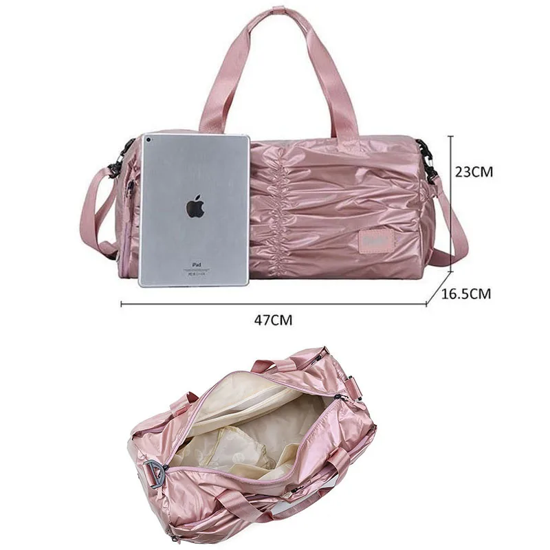 Pailletten Brief Print Weekend Duffel Tassen унисекс Bagage Reizen fitness Handtassen voor Vrouwen Mannen BAGGAGE ROZE Print Sport