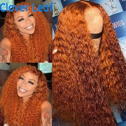 Ginger Lace Front Wig Curly Lace Front Wig Remy 180% 13x4 HD Transparent Lace Front Human Hair Wigs Deep Curly Lace Front Wig