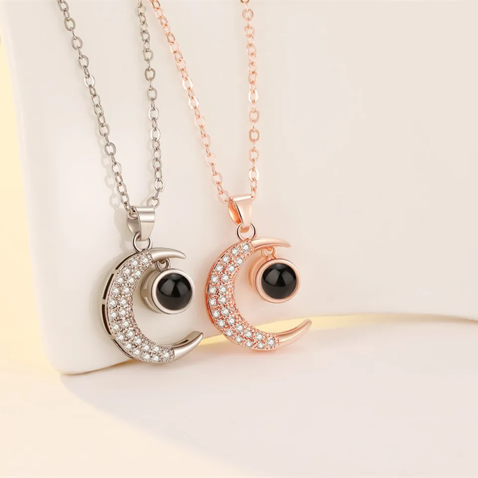 100 языков I love you проецируемое ожерелье с кулоном, медная мраморная цепочка, ожерелье с инкрустированным цирконием, модное Трендовое женское ювелирное изделие