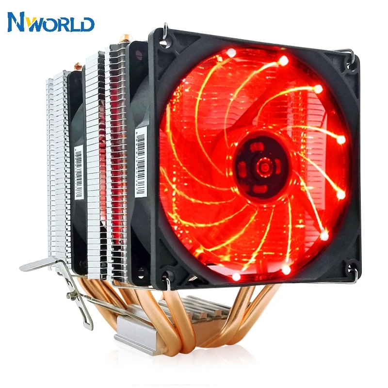 

Quiet CPU Radiator 90mm LED Two Fan 3pin Cooling CPU Cooler Fan For 2/4/6 Heatpipes AMD Intel 775 1150 1151 1155 1156 CPU Fan