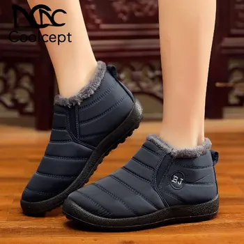

Coolcept New Waterproof Snow Boots For Women Winter Warm Fur Ankle Boots Outdoor Flats Leisure Women Footwear Size 35-43