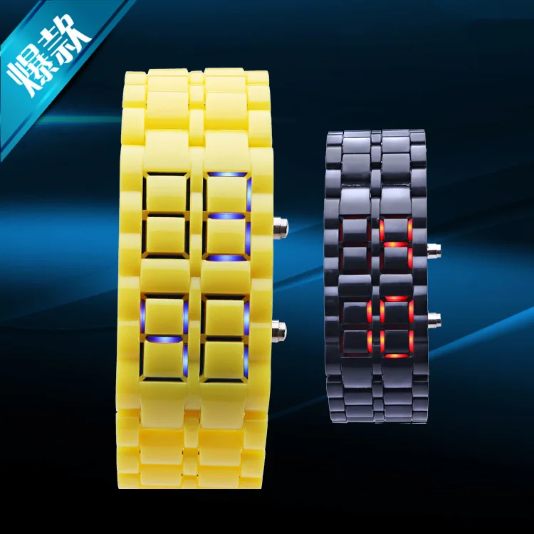 Корейский стиль модные пластиковые лавовые часы модные креативные крутые мужские и женские пары светодиодный браслет часы