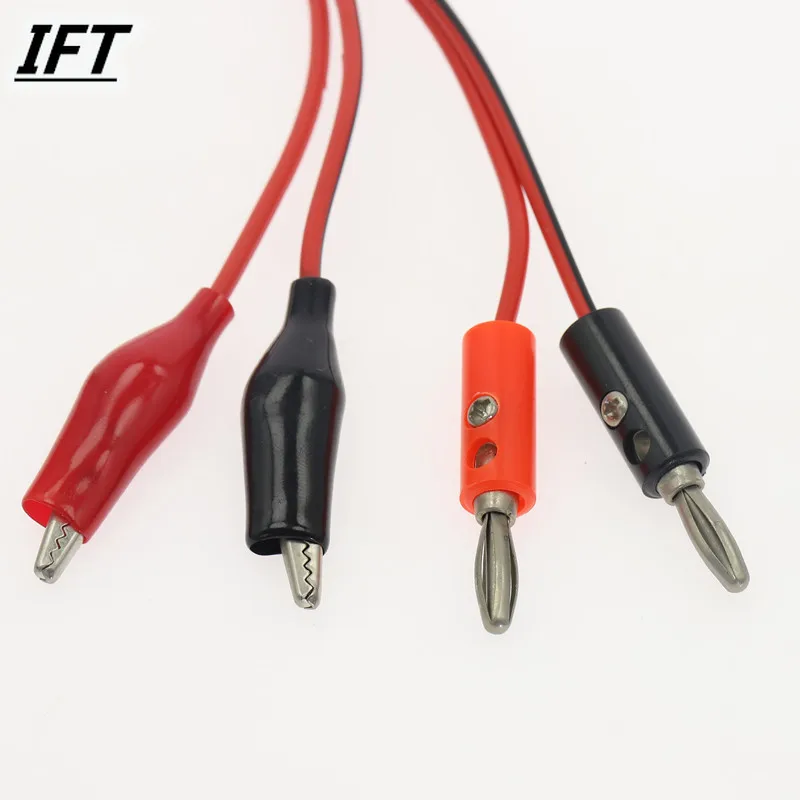 Multimeter Alligator Test Lead Clip to 4mm Banana Probe Cable Black Red 1M