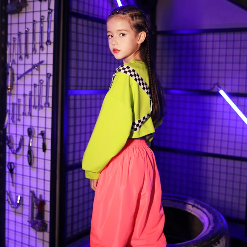 New-Girls-Jazz-Dance-Costumes-Children-Street-Dance-Green-Tops-Pink-Pants-Kids-Hip-Hop-Dance (2)