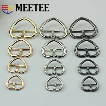 

Meetee 5pcs ID20/24/31/39mm Metal Heart Pin Buckles Webbing Strap Adjust Adjuster Clasp Hook DIY Garment Shoes Decoration Buckle