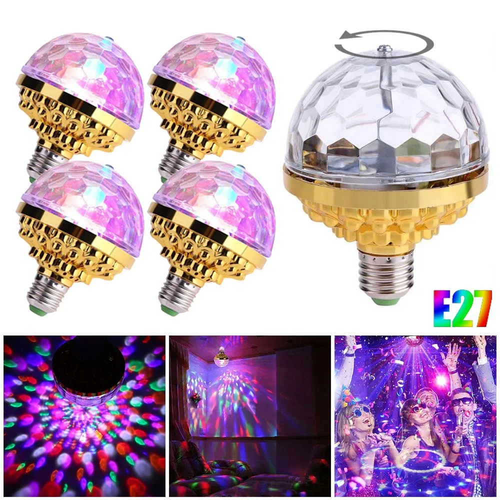 

6W E27 Magic Stage Disco Light Bulbs Rotating RGB Party Light 85-265V LED Strobe Bulb Club Disco Ball Lights Crystal Stage Lamp