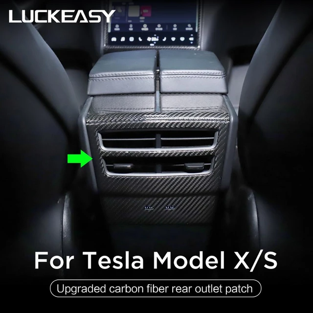 LUCKEASY Innen Zubehör Für Tesla Modell X Tesla Model S Auto Hinten Auspuff  Outlet Dekorative Patch Real Carbon Fiber Trim - AliExpress