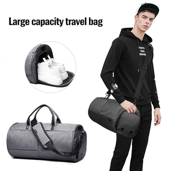

Men's large capacity folding shoulder bag dry and wet separation laptop travel bag outdoor waterproof handbag gym bag shoe bag