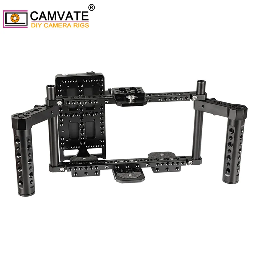 CAMVATE Adjustable Director's Monitor Cage Rig With Dual Cheese Handle Grip & V lock Quick Release Mounting Plate For 7