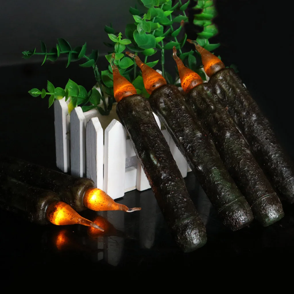 4Pcs Pack 170mm Vintage Style Black Wax LED Candle Taper Candle Flameless Pillar Candle for Wedding Birthday Party Table Decor