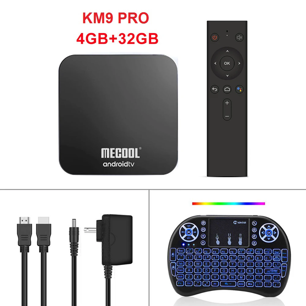 Mecool KM3 A tv Google Сертифицированный Смарт ТВ приставка Android 9,0 ТВ приставка S905x2 двойной wifi с 4K HDR Android ТВ потоковый медиаплеер - Цвет: KM9 Pro 4G32G i8