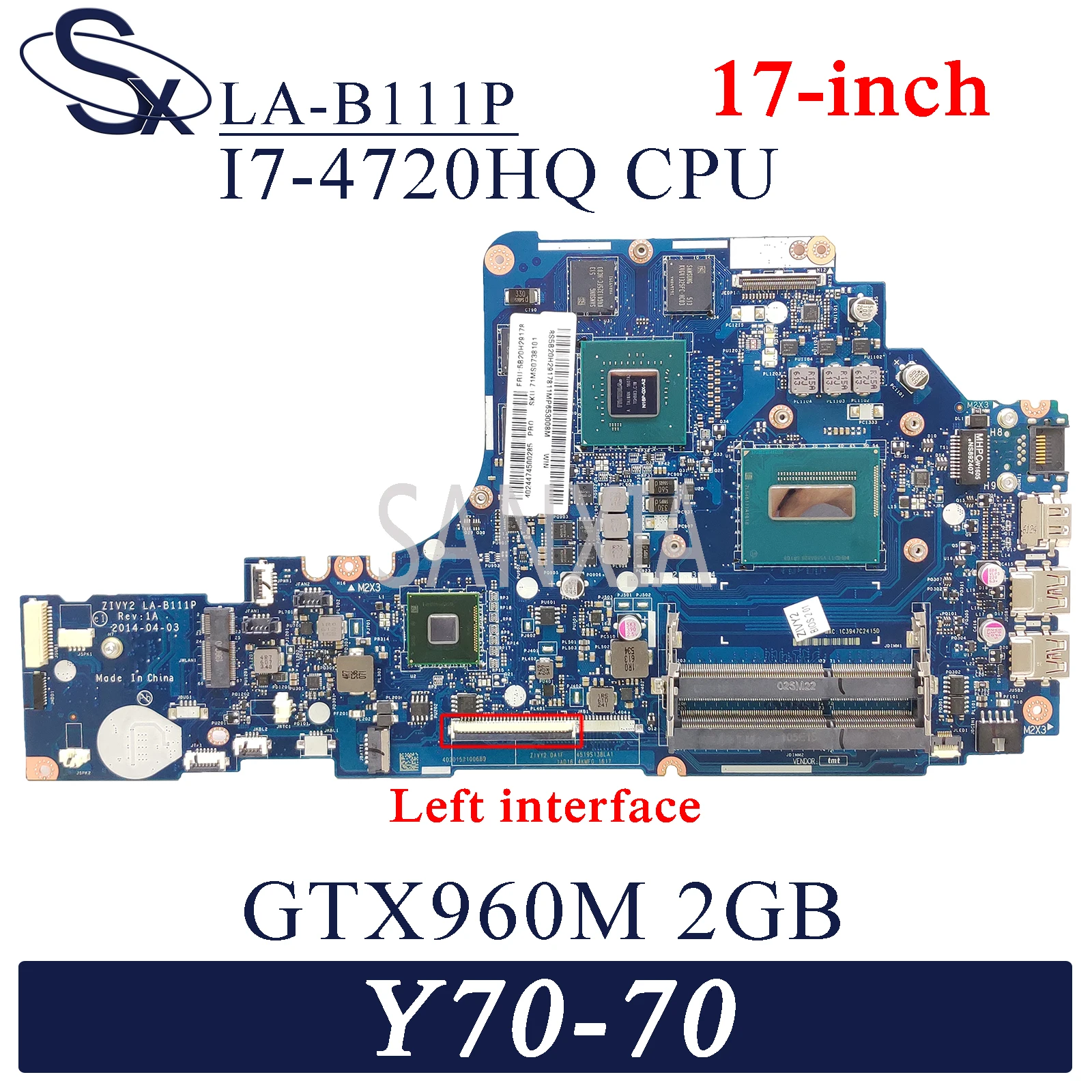 KEFU ZIVY2 LA-B111P материнская плата для ноутбука Lenovo Y70-70 (17 дюймов) оригинальная
