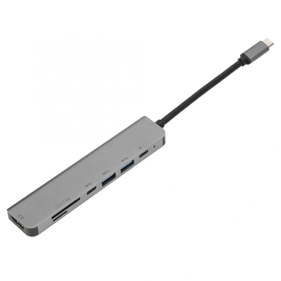 7 портов расширения в 1 USB-C концентратор алюминиевого сплава док-станция для MacBook/Chromebook док-станция