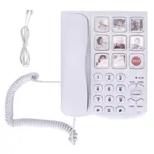 Big Button Telefoon Amplified Foto Geheugen Snoer Vaste Energiebesparing Sos Een Touch Dial Gemakkelijk Te Lezen Voor Senioren Ouderen