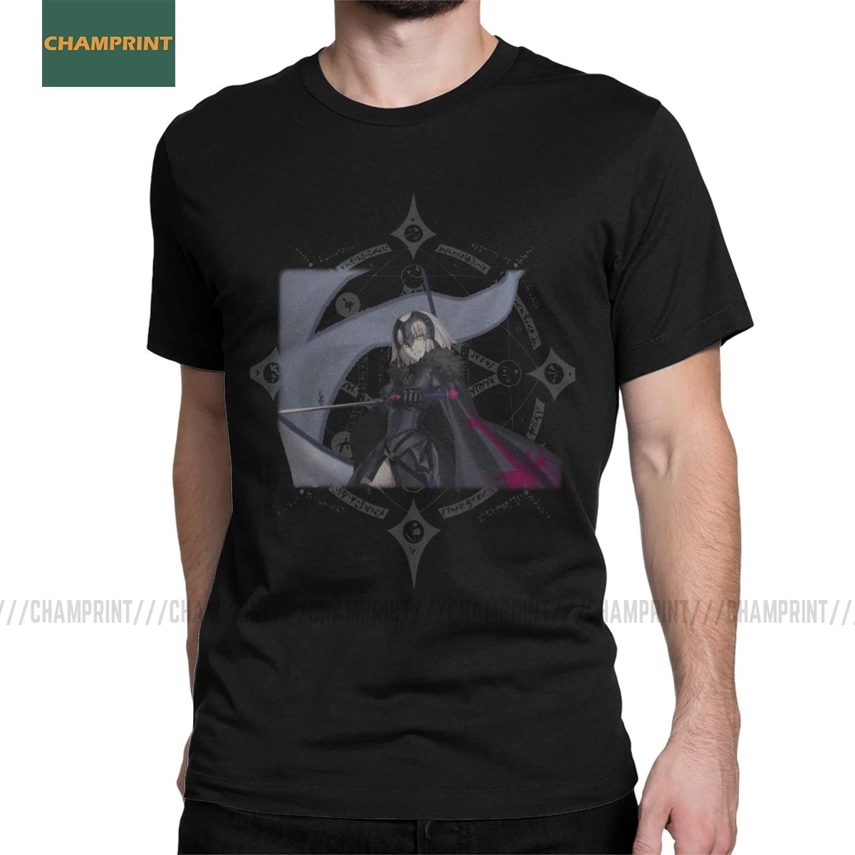

Jeanne Alter Fate Grand Order T Shirt Men's Cotton Vintage T-Shirts Anime Saber Quick Star Attack Tee Short Sleeve Big Size