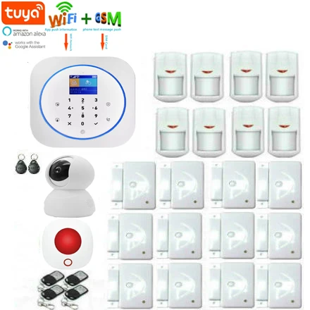 

SmartYIBA Tuya APP RFID Keyfobs WIFI GSM Touch Keyboard Home Security Alarm System 2'' Screen Smart System Support Android IOS