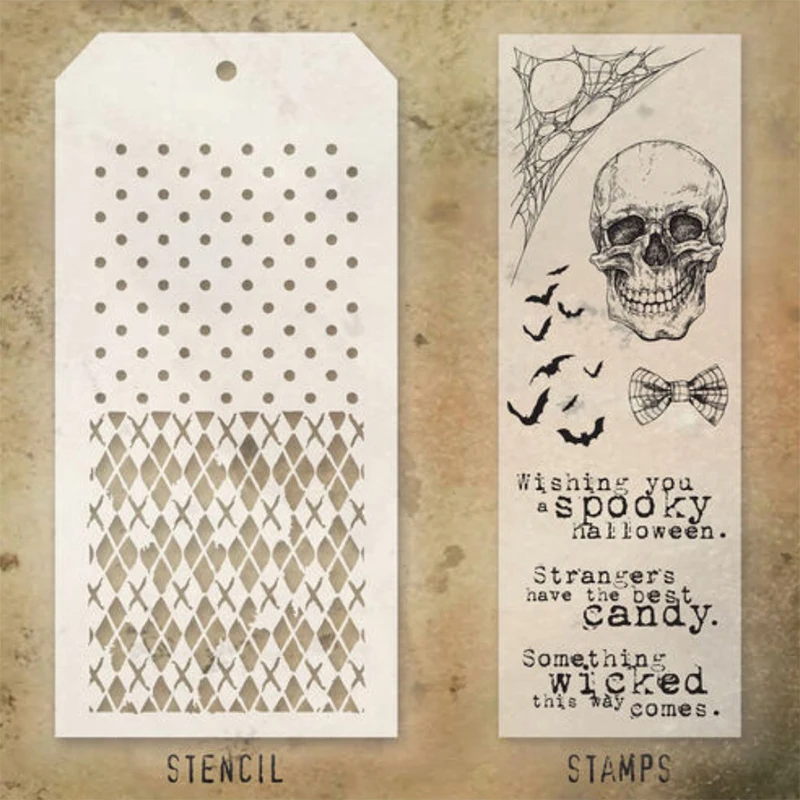 2021 New Halloween Zombie Skeleton Clear Stamp and Stencil Set For Making Crack Greeting Card Scrapbooking No Metal Cutting Dies heart stamps for card making Scrapbooking & Stamps