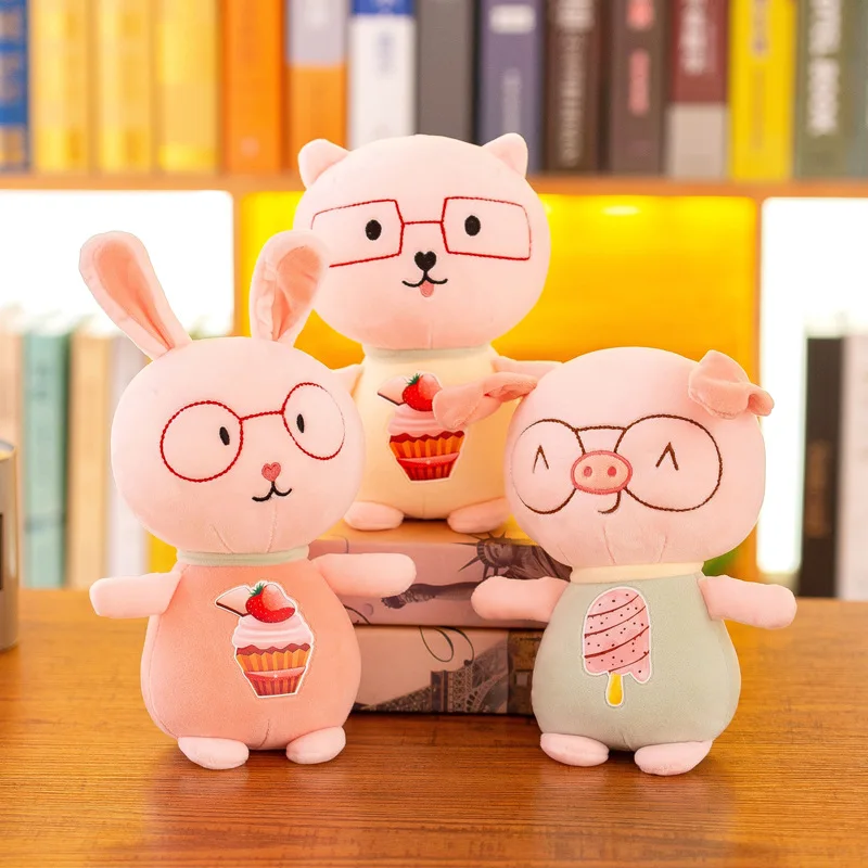 

25cm Creative Ice Cream Rabbit Cat Plush Toy Stuffed Animal Cute Pig Toys Plush Doll Children Toy Girls Ragdoll