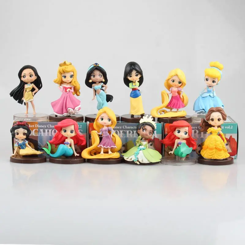 

Cute 3-Princess Series Long Hair Princess Frog And Princess Jasmine Cinderella Capsule Toy Decoration