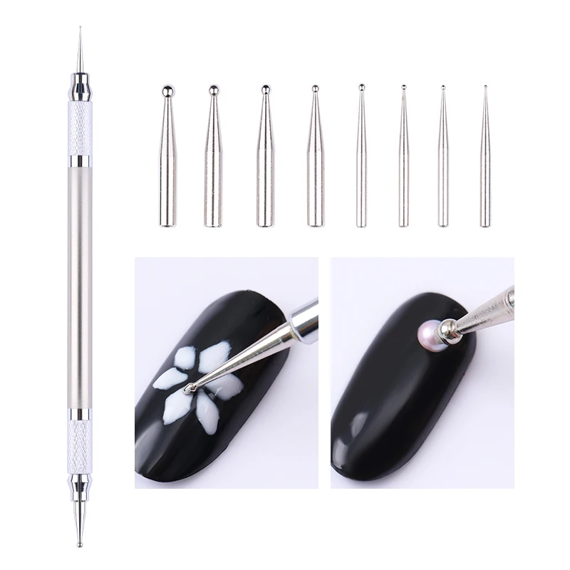 

1 Pc Metal Dotting Pen Double-ended Dismountable Marbling Dotting Pen Metal Dot Flower Pen DIY Design Nail Art Tool Set