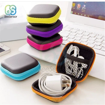 

Mini Zipper Hard Headphone Case Portable Earbuds Pouch Box Earphone Storage Bag Holder USB Cable Organizer Random Color