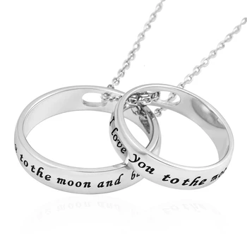 

925 Sterling Silver Couple Double Circle Lettering Pendant Necklace 2020 Women Exquisite Jewelry Factory Outlet