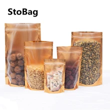 

StoBag 50pcs Gold Aluminized Film Ziplock Storage Bag Self Stand Frosted Candy Coffee Food Packaging Mylar ​Flat Grip Zipper Bag