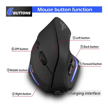 Lefon Vertical Wireless Mouse Game Rechargeable Ergonomic Mouse RGB Optical USB Mice For Windows Mac