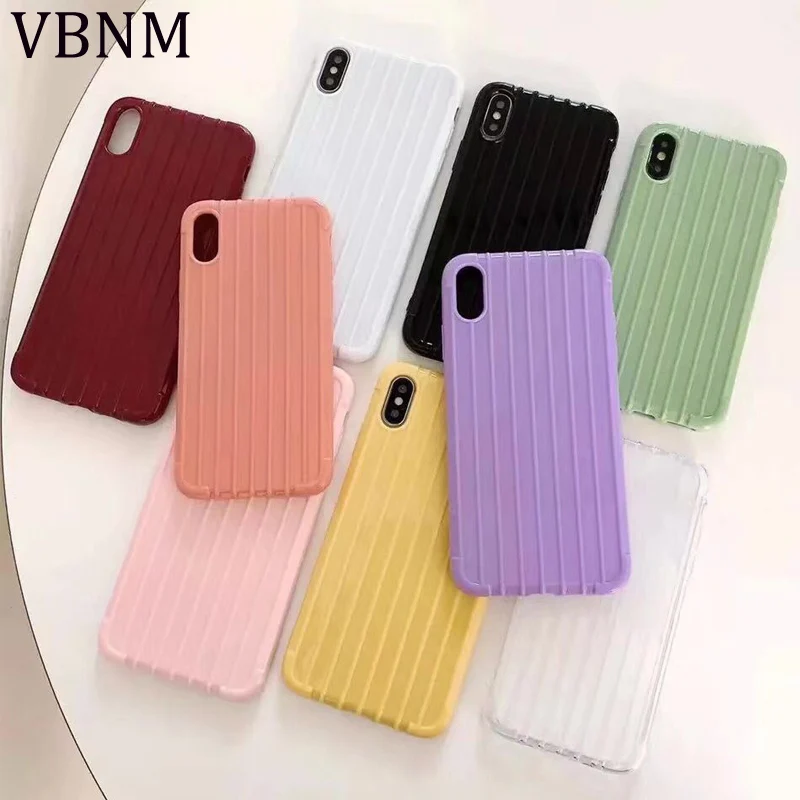 

Curved Suitcase Phone Case For iPhone 11 Pro Max XR X XS MAX Plain Soft TPU Case For iPhone 8 7 Plus 6s 6 Silicone Cover Coque