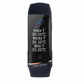 

Body Temperature Measurement Alarm Blood Oxygen Heart Rate Monitoring Waterproof Intelligent Motion Bracelet