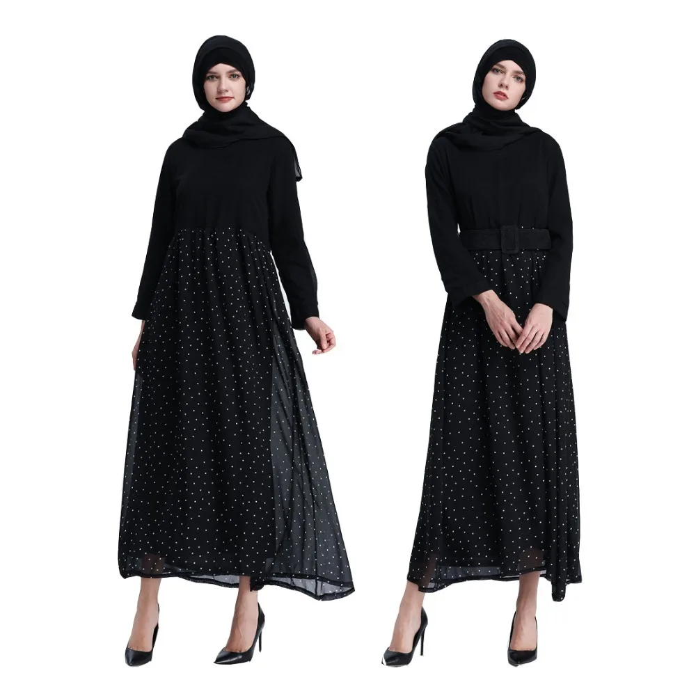 Женское длинное платье Abaya кимоно в черный горошек длинный кардиган одежда для
