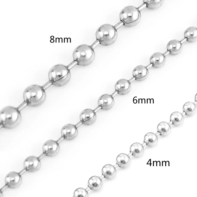 Mens 10mm 32'' Silver Ball chain Stainless Steel Beaded chain necklace  Jewelry