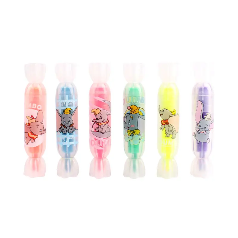

6pcs Dumbo color highlighter marker pen Cute cartoon flying Elephant luminous liner highlight Stationery Office School A6717