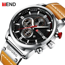TEND, новинка, Топ бренд, роскошные модные повседневные кварцевые мужские часы с кожаным ремешком, мужские наручные часы с датой, Montre Homme 8291
