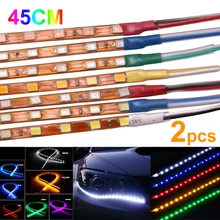 2шт 45 см DRL полоса света водонепроницаемый гибкий автомобильный светодиодный панельная лампа Декоративная полоса для салона автомобиля дневные ходовые огни