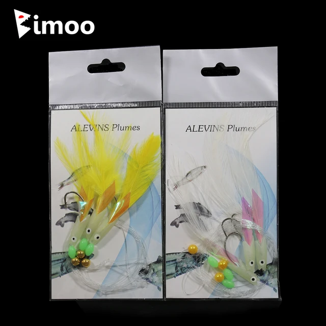 Bimoo 2 Packs Luminous Fish Head Lure Tied Colored Chicken Hair 2/0 String  Hook Freshwater Saltwater Fishing Sabiki Rigs - AliExpress