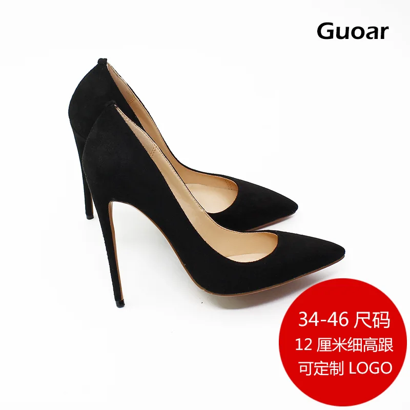 

Europe And America Fashion Sexy Big Brand Red Bottom Low-Cut Stiletto Women's Chengdu Spring Suede Large Size 40-46 Shoes
