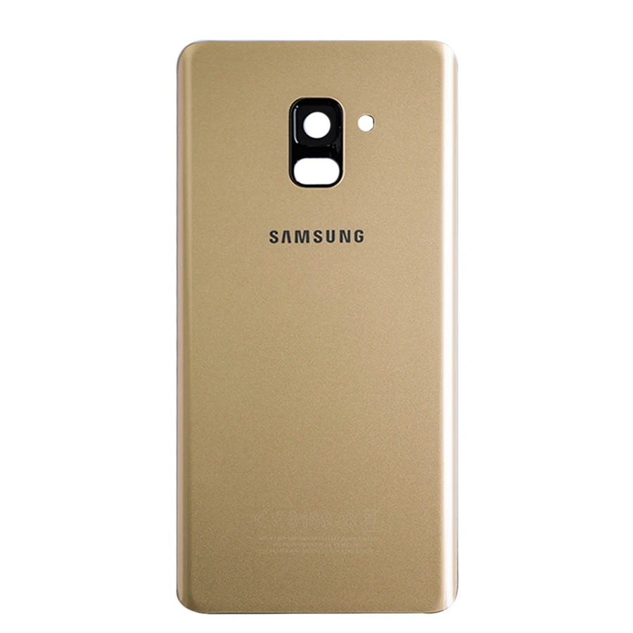 Чехол A8 для samsung Galaxy A8 A8 Plus A730 A730F с объективом, задняя крышка, задняя крышка с наклейкой - Цвет: A730 Gold With Lens