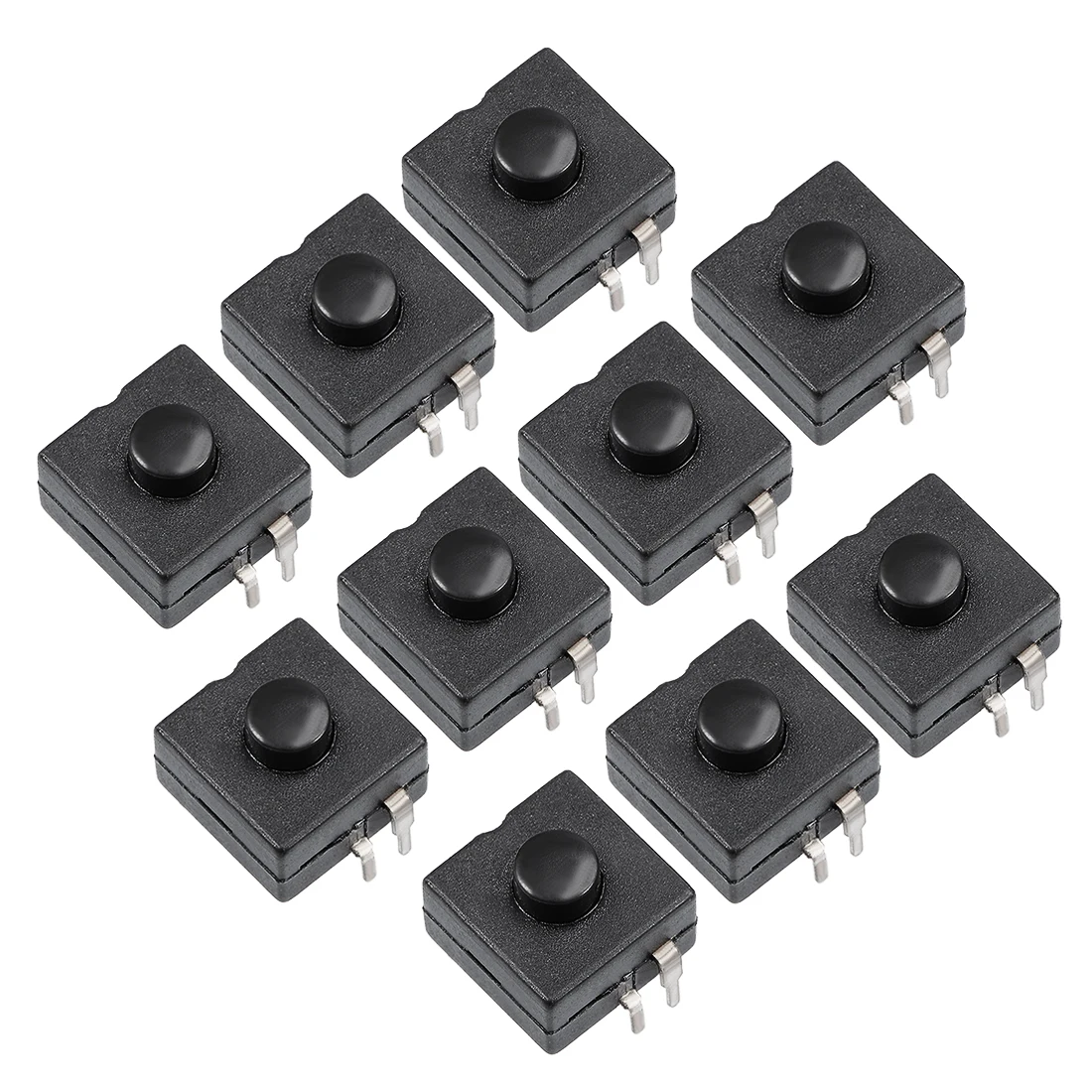 

uxcell 10 Pcs 12x12x9mm 3 Poles PCB Latching Tactile Tact Push Button Switch for Torch Black